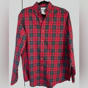 PATRICK JAMES VIYELLA LONG SLEEVE BUTTON DOWN HOLIDAY PLAID WOOL BLEND SIZE M